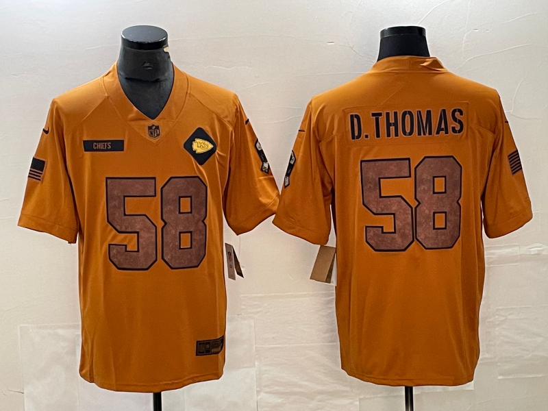Men's Kansas City Chiefs Derrick Thomas #58 Brown 2023 Salute To Service Retired Limited Jersey